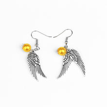 Gold Pearl Earrings with Silver Wings