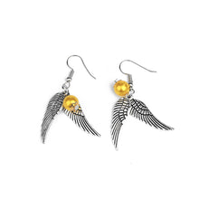 Gold Pearl Earrings with Silver Wings