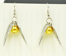 Gold Pearl Earrings with Silver Wings