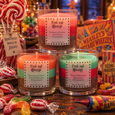 Twins Scented 4 oz. Candle- Magical Sweets and Gunpowder