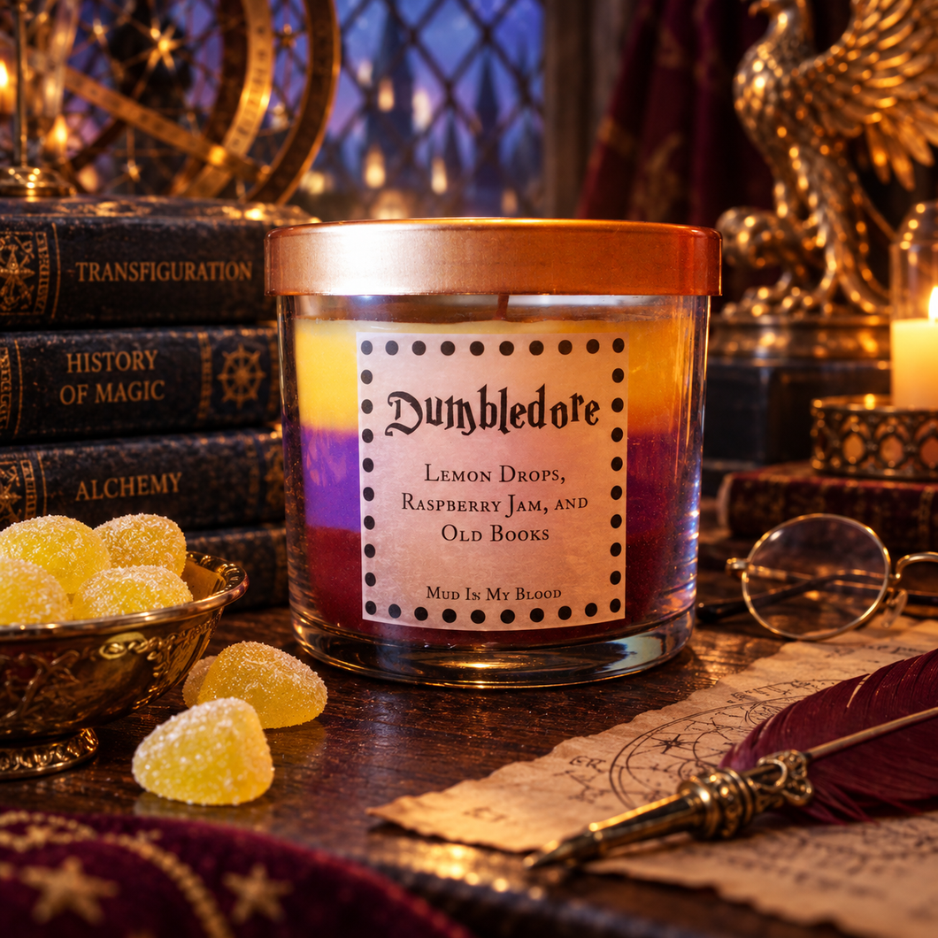 Headmaster Scented 4oz Candle- Lemon Drops, Raspberry Jam, Old Books