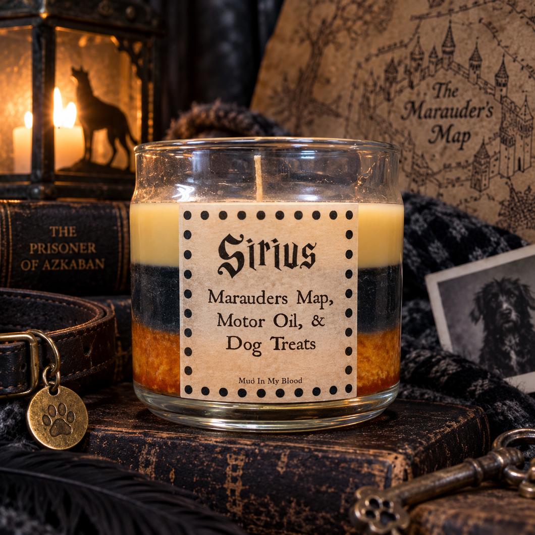 Black Dog Scented 4oz Candle- Map, Motor Oil, Dog Treats (Bacon)