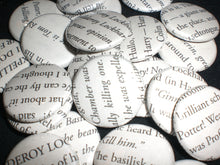 Nine 1" Upcycled Pinback Buttons Made from Assorted Books